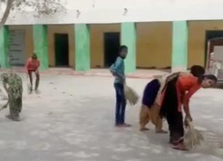 Sweep is being done by girls in government school