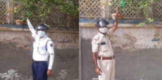 Policemen and homeguards serving unruly birds