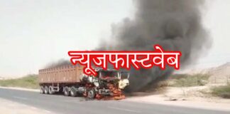 A truck caught fire on Highway 11 in Kolayat,