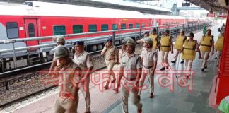 Effect of youth movement on railways, RPF flag march at Bikaner railway station