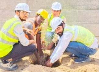 Employees of Rays Power Solar Expert Company planted saplings and took a pledge for conservation