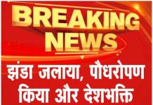 झंडा जलाया, पौधरोपण किया और देशभक्ति गीतों से दी श्रद्धांजलि