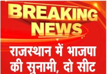 राजस्थान में भाजपा की सुनामी, दो सीट पर कांग्रेस की बढ़त